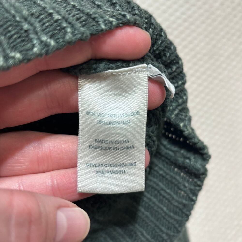 Cloth & Stone Anthropologie Medium Green Ribbed Knit Sweater Viscose Linen - Picture 5 of 9